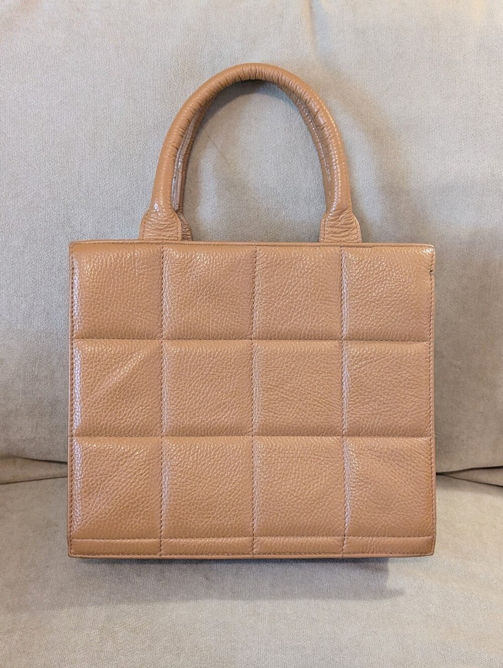 Sofia Cardoni Italy Pebbled Leather Structured Quilted Handle Satchel Handbag